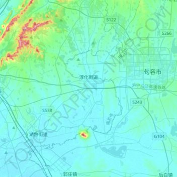Topografische Karte 淳化街道, Höhe, Relief