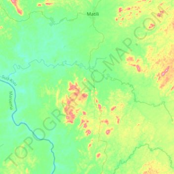 Topografische Karte Mosala, Höhe, Relief
