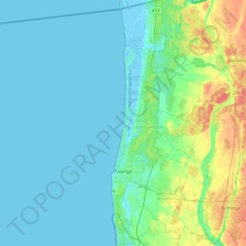 Topografische Karte Palanga, Höhe, Relief