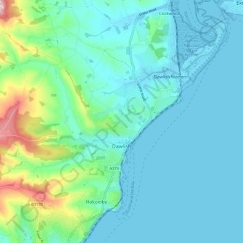 Topografische Karte Dawlish, Höhe, Relief