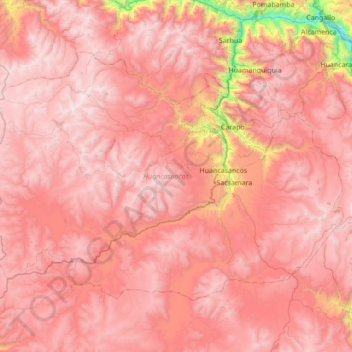 Topografische Karte Provincia de Huancasancos, Höhe, Relief