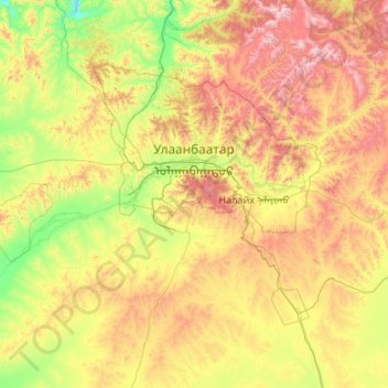 Topografische Karte Ulaanbaatar, Höhe, Relief