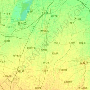 Topografische Karte 枣强县, Höhe, Relief