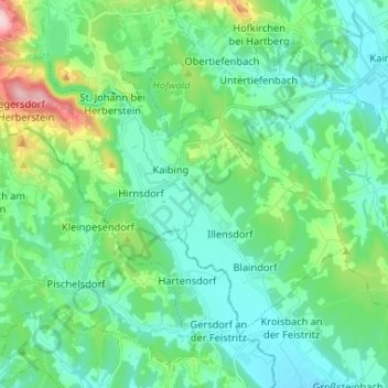 Topografische Karte Feistritztal, Höhe, Relief