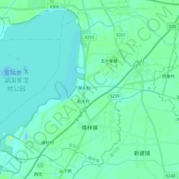 Topografische Karte 儒林镇, Höhe, Relief