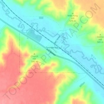 Topografische Karte Donnybrook, Höhe, Relief