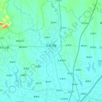 Topografische Karte 石家河, Höhe, Relief