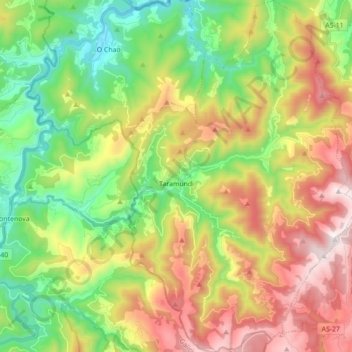 Topografische Karte Taramundi, Höhe, Relief