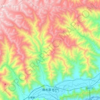 Topografische Karte 曲水镇, Höhe, Relief