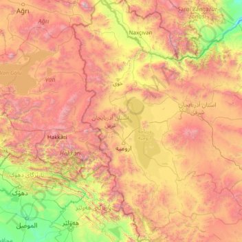 Topografische Karte West-Aserbaidschan, Höhe, Relief