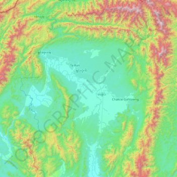 Topografische Karte တနိုင်း, Höhe, Relief
