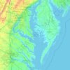 Topografische Karte Chesapeake Bay, Höhe, Relief