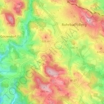 Topografische Karte Rohrbach in Oberösterreich, Höhe, Relief