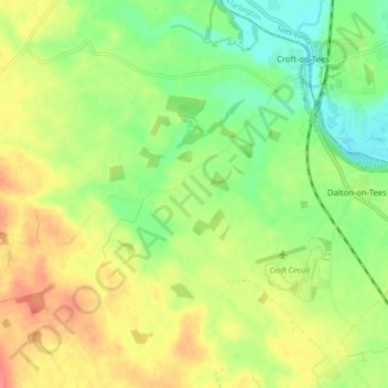 Topografische Karte Croft-on-Tees, Höhe, Relief