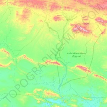 Topografische Karte دهستان مخت, Höhe, Relief