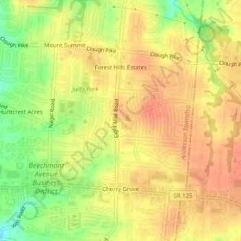 Topografische Karte Cherry Grove, Höhe, Relief