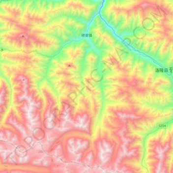 Topografische Karte 硕督镇, Höhe, Relief