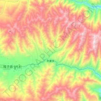 Topografische Karte 列麦乡, Höhe, Relief
