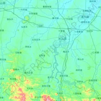 Topografische Karte 光山县, Höhe, Relief