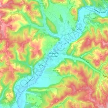 Topografische Karte Montignac, Höhe, Relief