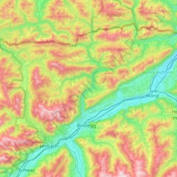 Topografische Karte Brandenberger Alpen, Höhe, Relief