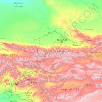 Topografische Karte Киргизский хребет, Höhe, Relief