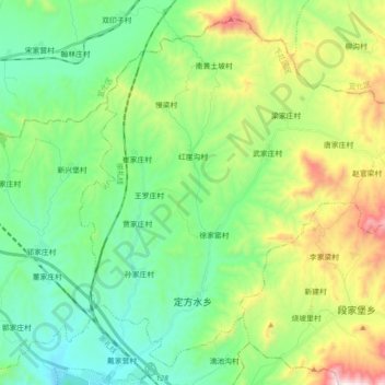 Topografische Karte 定方水乡, Höhe, Relief