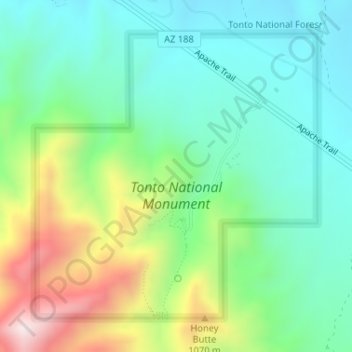 Topografische Karte Tonto National Monument, Höhe, Relief