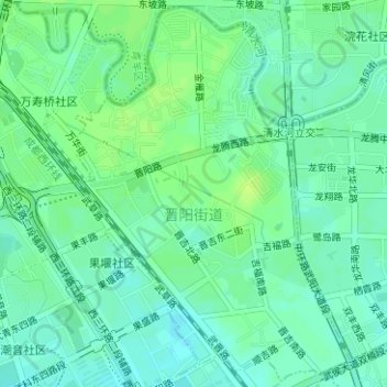 Topografische Karte 晋阳街道, Höhe, Relief