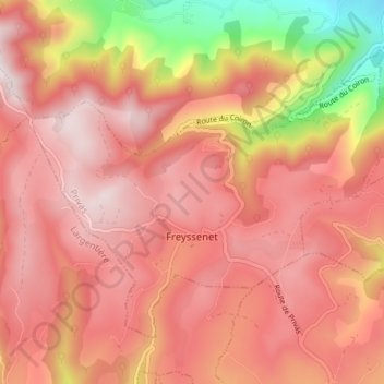 Topografische Karte Freyssenet, Höhe, Relief