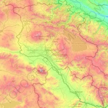 Topografische Karte Armenien, Höhe, Relief