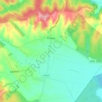 Topografische Karte Trnava, Höhe, Relief