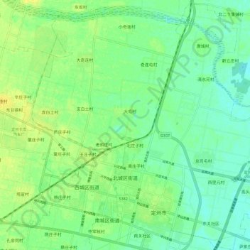 Topografische Karte 北城区街道, Höhe, Relief