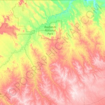 Topografische Karte Porcupine District, Höhe, Relief