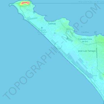 Topografische Karte Salinas, Höhe, Relief