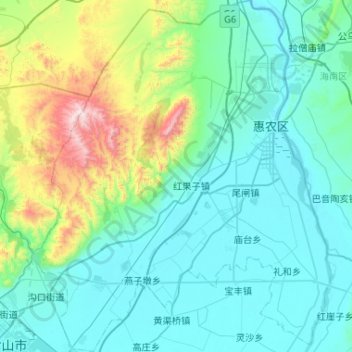 Topografische Karte 惠农区, Höhe, Relief