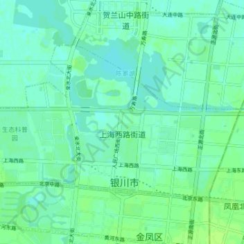 Topografische Karte 上海西路街道, Höhe, Relief