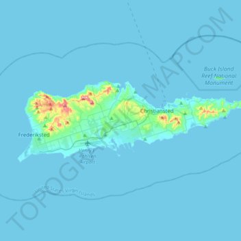 Topografische Karte Saint Croix, Höhe, Relief
