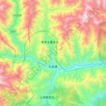 Topografische Karte 水晶镇, Höhe, Relief