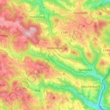 Topografische Karte Hollenthon, Höhe, Relief