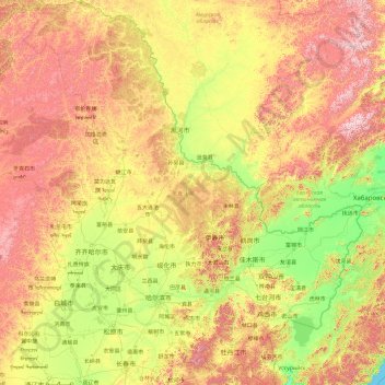 Topografische Karte 黑龙江省, Höhe, Relief