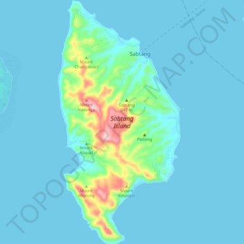 Topografische Karte Sabtang Island, Höhe, Relief