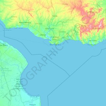 Topografische Karte Río de la Plata, Höhe, Relief