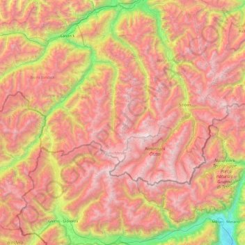 Topografische Karte Ötztaler Alpen, Höhe, Relief