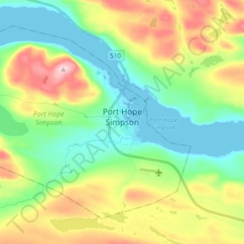 Topografische Karte Port Hope Simpson, Höhe, Relief
