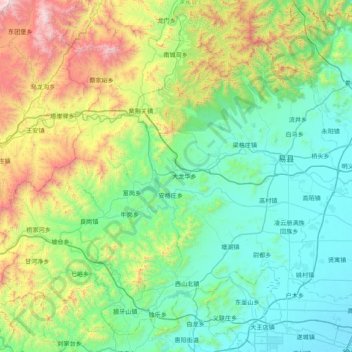Topografische Karte 易县, Höhe, Relief