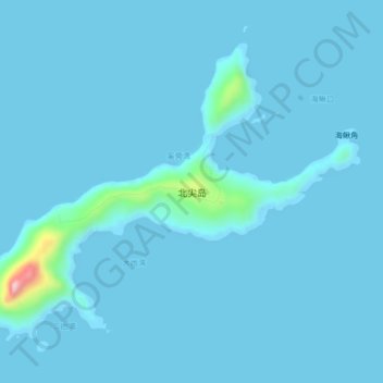 Topografische Karte 北尖岛, Höhe, Relief