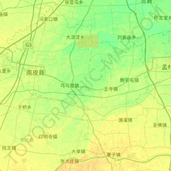 Topografische Karte 南皮县, Höhe, Relief