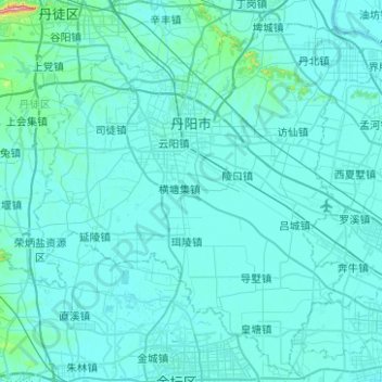 Topografische Karte Danyang, Höhe, Relief