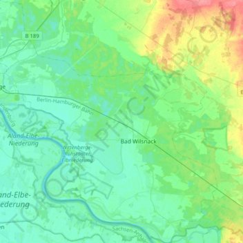 Topografische Karte Bad Wilsnack/Weisen, Höhe, Relief